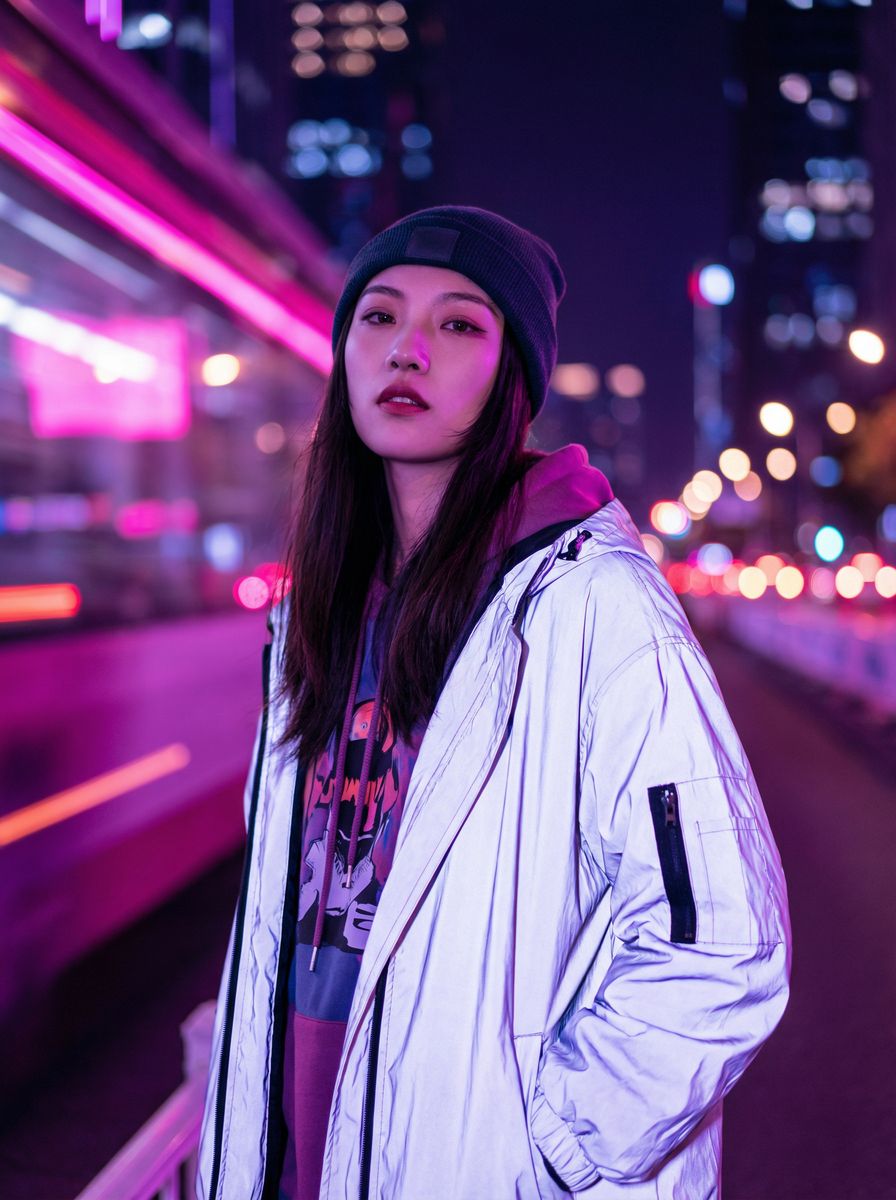 少女萝莉城市夜景视频拍摄教程